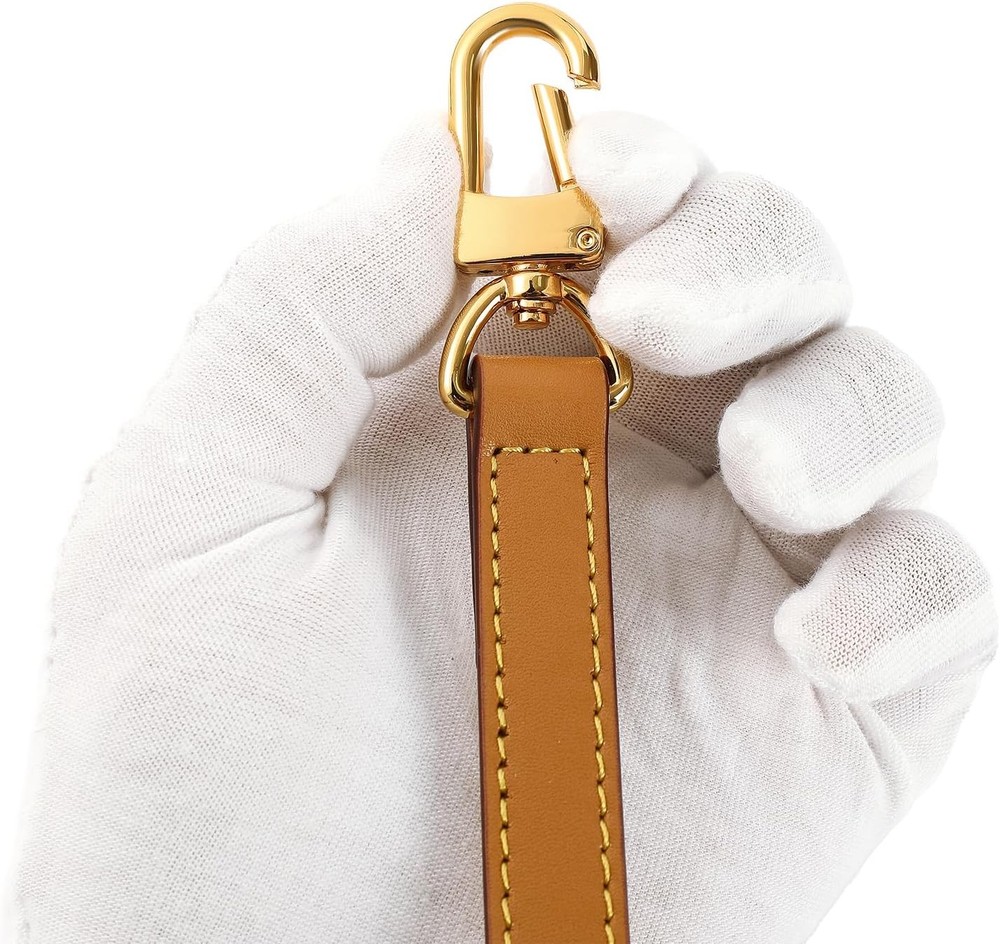 Vachetta Leather Replacement Adjustable Shoulder Apricot Yellow-width: 0.6 in
