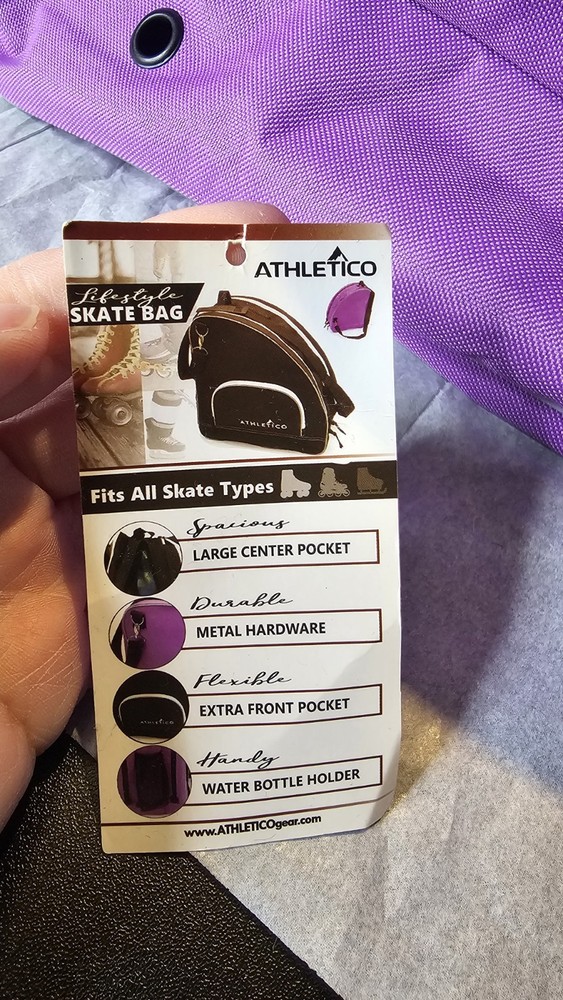 Athletico Purple Skate Bag For Inline Or Roller Skates. Missing Shoulder Strap