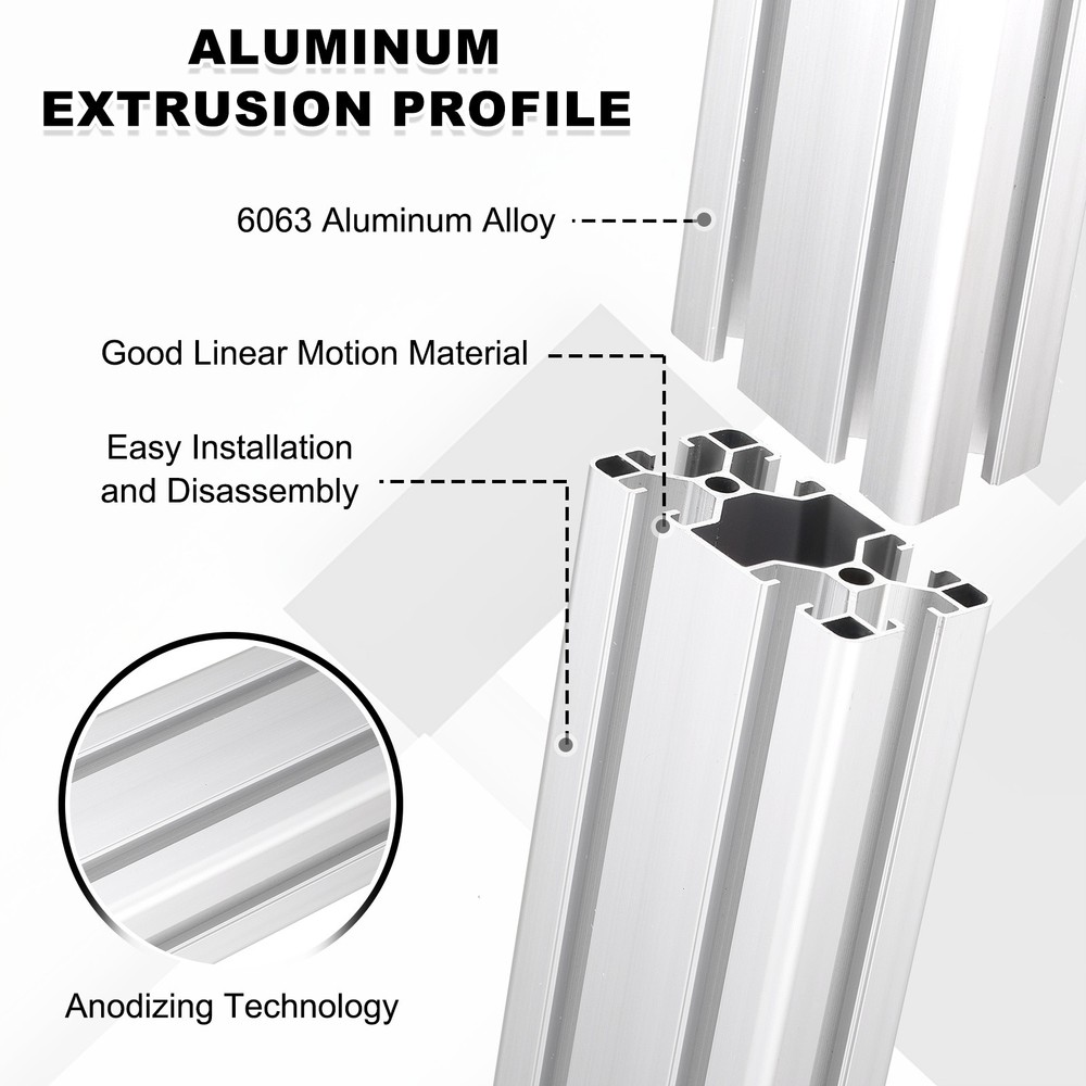 2Pcs 200mm 4080 Aluminum Extrusion Profile, Anodized Linear Rail, Silver