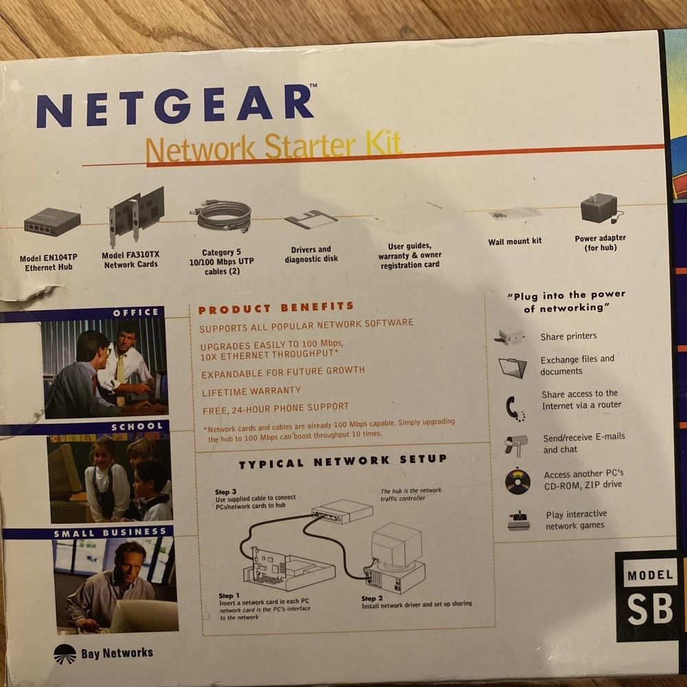 NetGear (SB104) 4-Ports External Hub Network Starter Kit