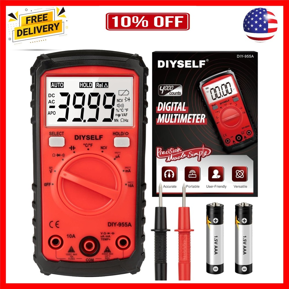Multimeter, 4000 Counts Auto-Ranging Multimeter Tester, Non-Contact Volt Mete...