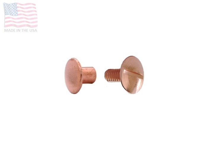 1/4" 6.5mm Chicago Screws & Post Nut w/ Solid Head, Copper, Binding, Book 5 10