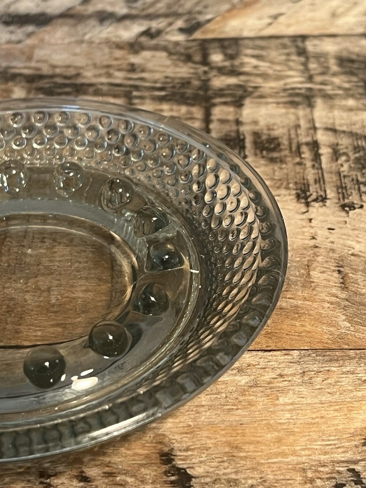 Clear Glass Ashtray Diamond Point Pattern Mid Century Home Decor