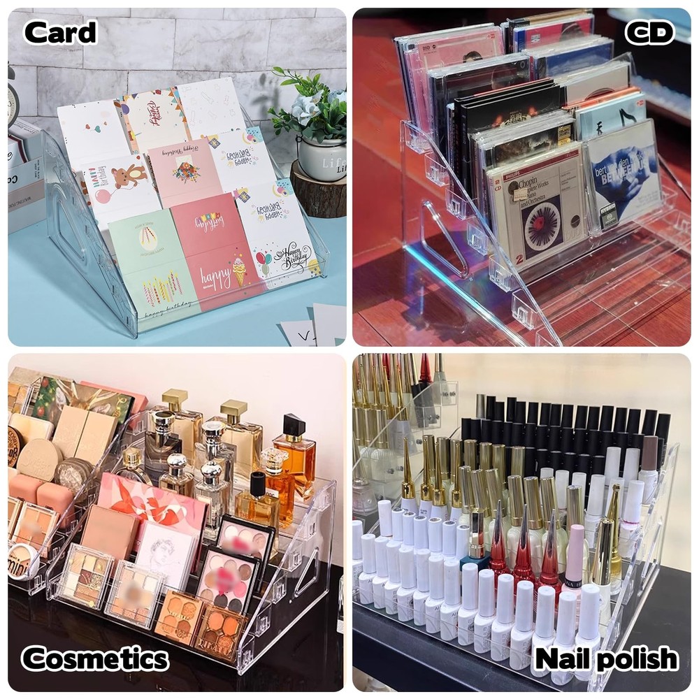2 Pack 7 Tier Acrylic Card Display Stand,12 in Versatile for clear