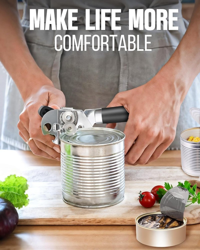 Plastic Hand-actuated Can Opener Safety Kitchen Tools Easy Grip Side Cut Manual.