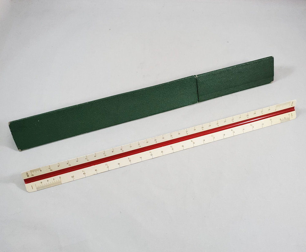 Faber Castell Triangular Engineering Ruler w/ Green Box 883/72 Germany Vintage
