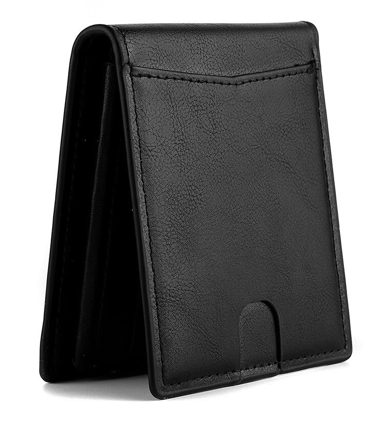 Men’s RFID-Blocking Bifold Leather Wallet with Outer Pocket Card Holder