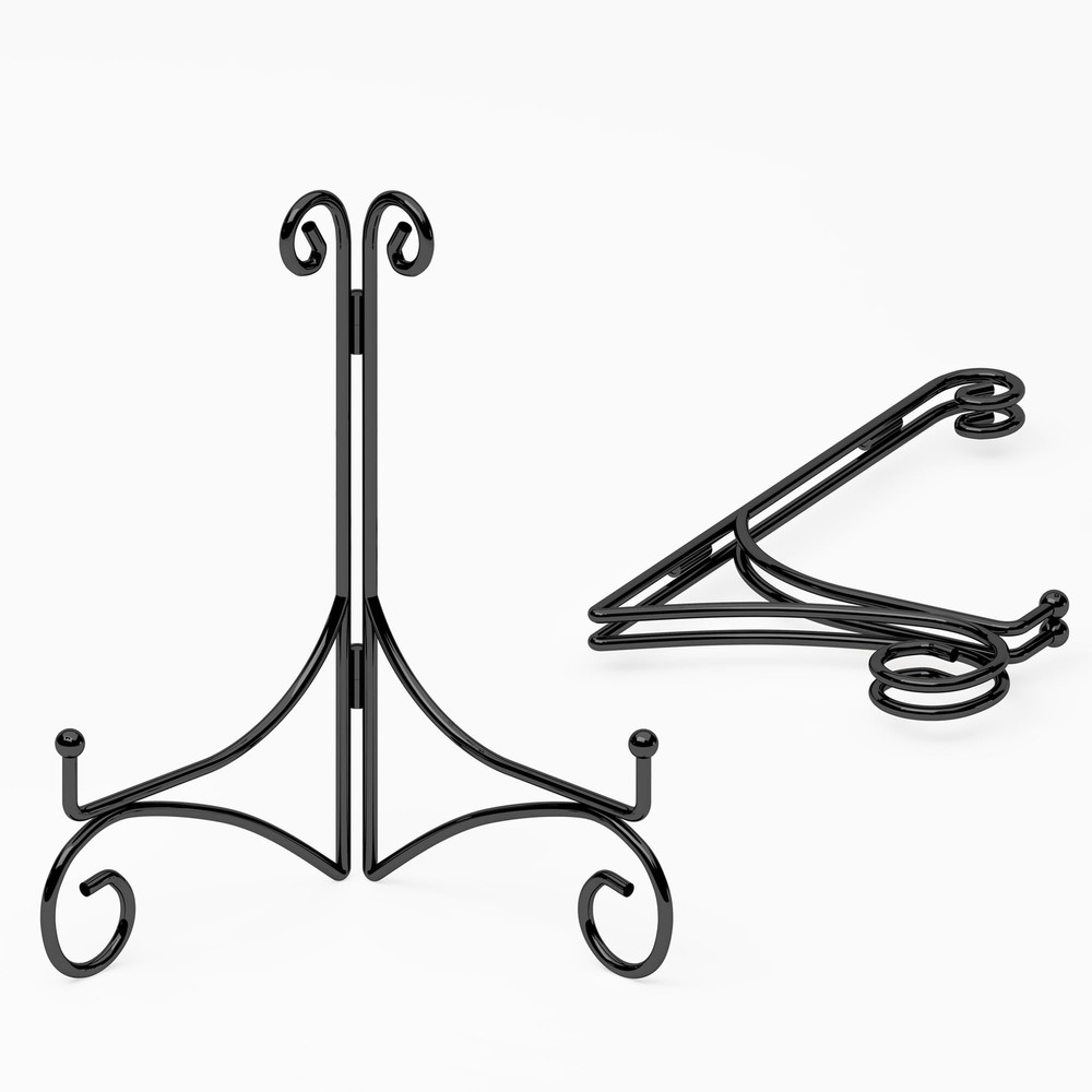 2 PCS 6 inch Black Iron Plate Stand Small Folding Easel for Displaying Art