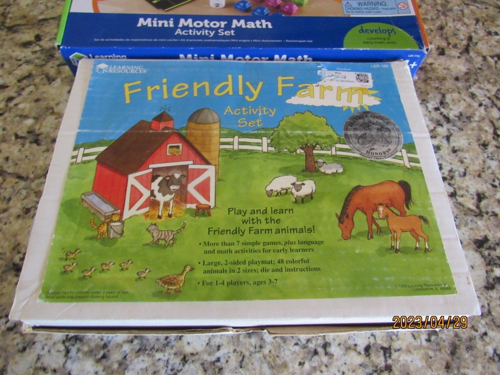 Lot 2 Learning Resources-Mini Motor Math-Friendly Farm Activity Sets-Games