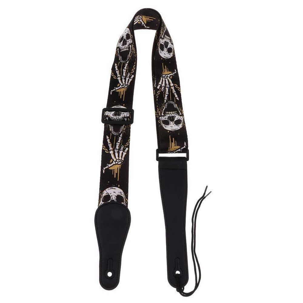 Skull Guitar Strap Polyester Woven Leather Head 2'' wide