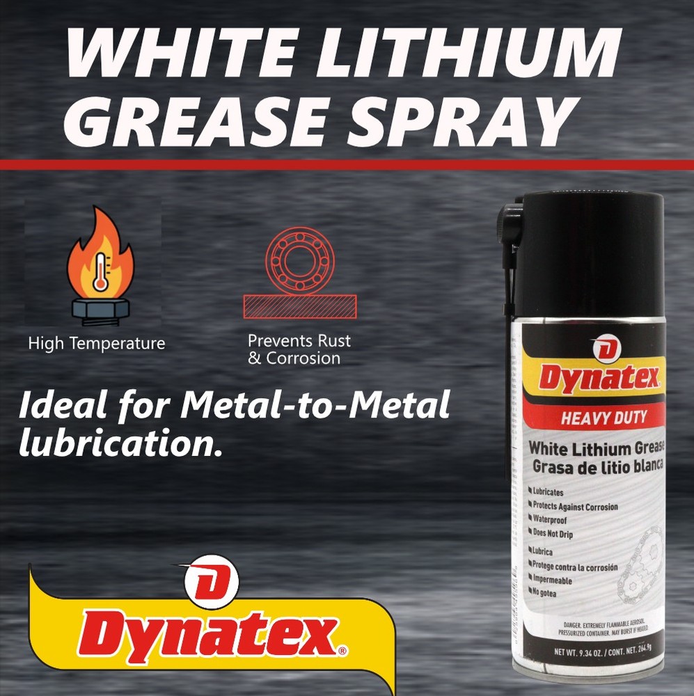 Dynatex White Lithium Grease 10.5 oz Aerosol Multi-Purpose (8-Pack)