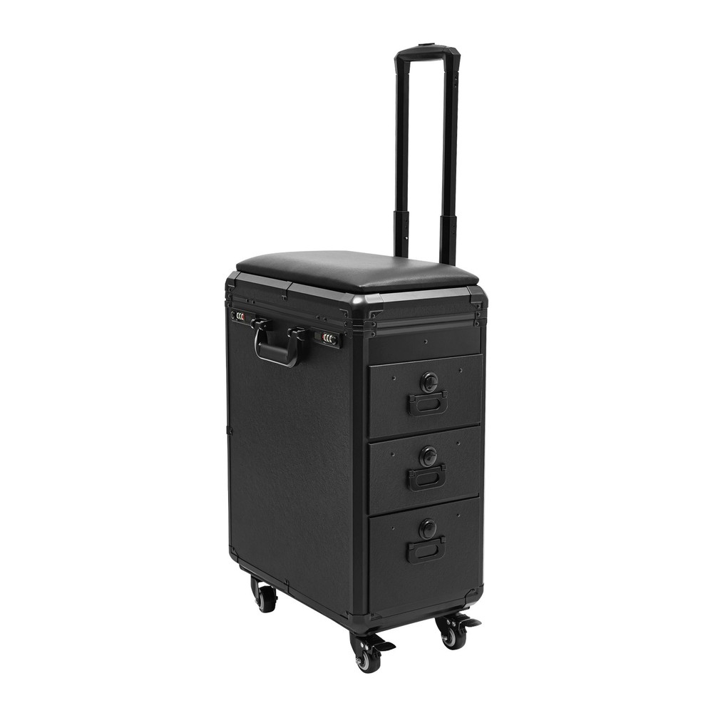 Rolling Makeup Case, Makeup Case with 4 Universal Wheels Combination Lock