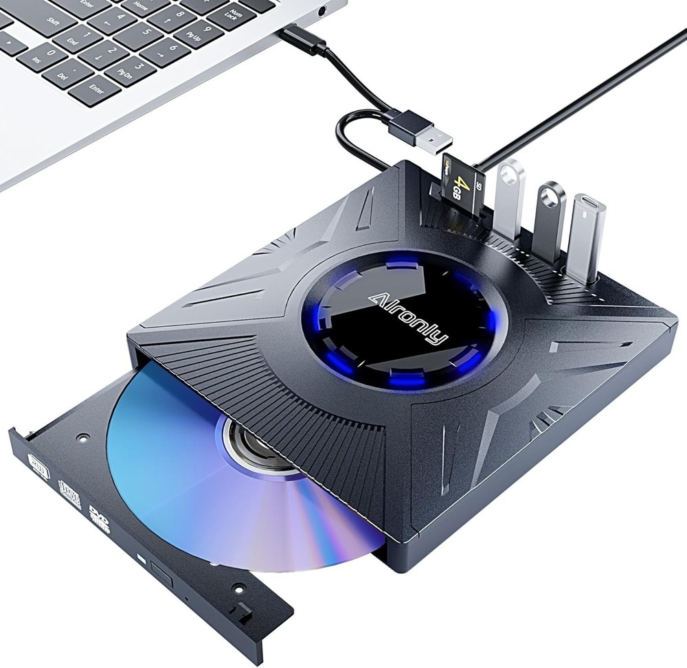 External CD/DVD Drive for Laptop/PC, USB 3.0 Type-C Portable Player for Compu...