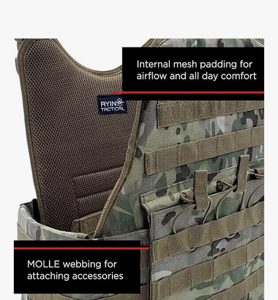 AYIN MOLLE Breathable Outdoor Vest with Hook and Loop attachment points