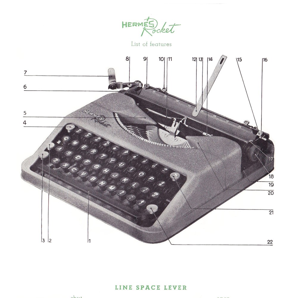 Hermes Rocket Typewriter (Black Key Model) Owner's User Instruction Manual