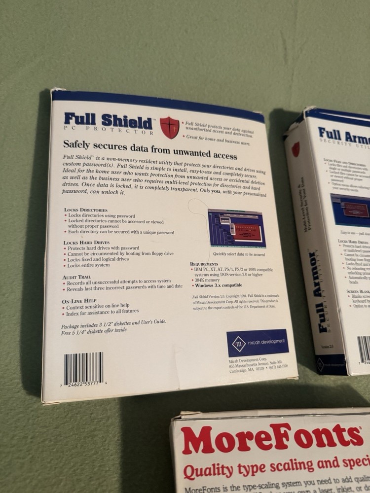 Vintage 90s Windows Software Lot More Fonts Pc Protection Full Armor & Shield