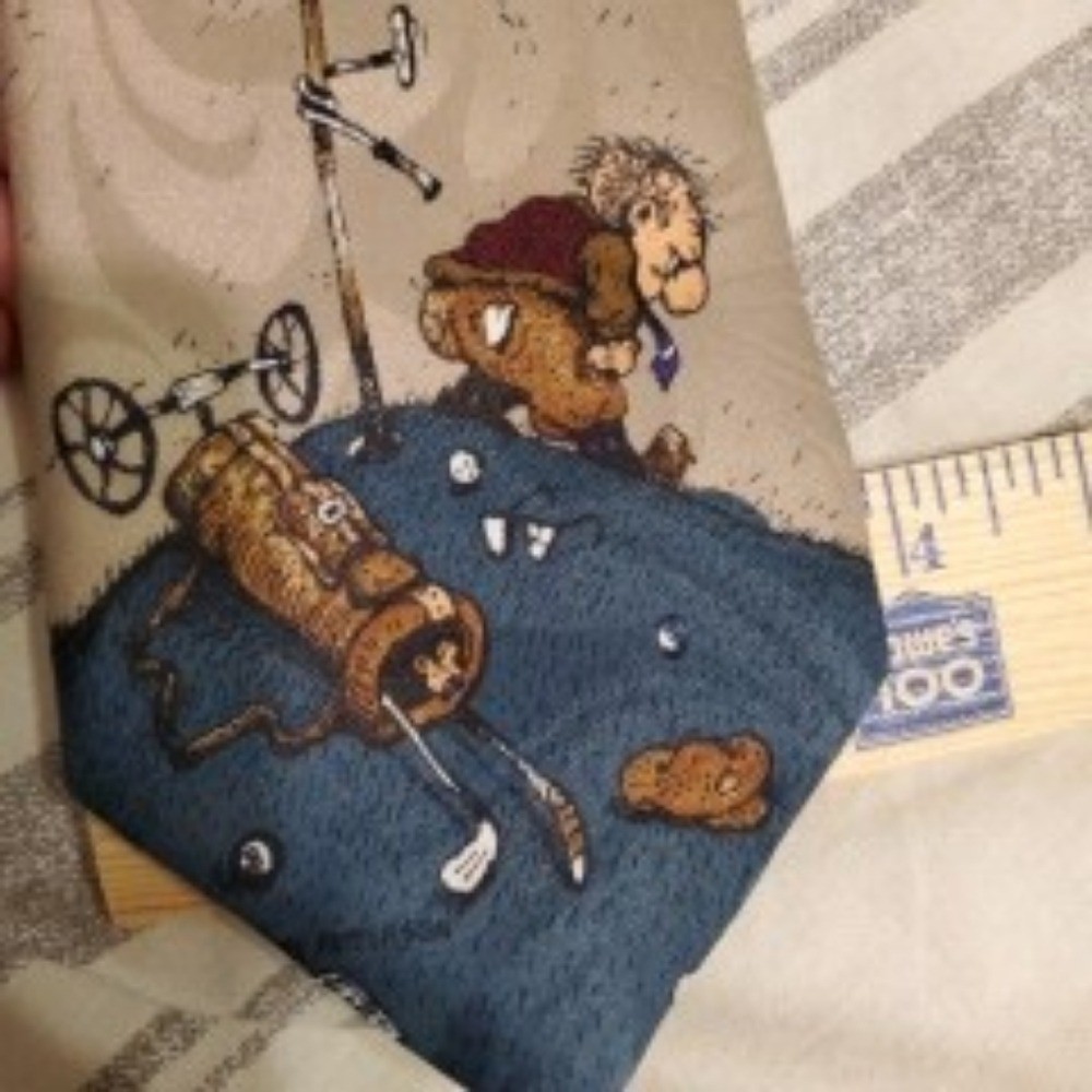 Blanchine Grumpy Old Golfer Cartoon Red Novelty Tie