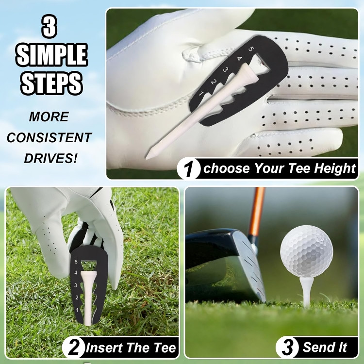 2 PCS Adjustable Golf Tee Height Setter Training Aid–Tall Tee Holder Swing Tools