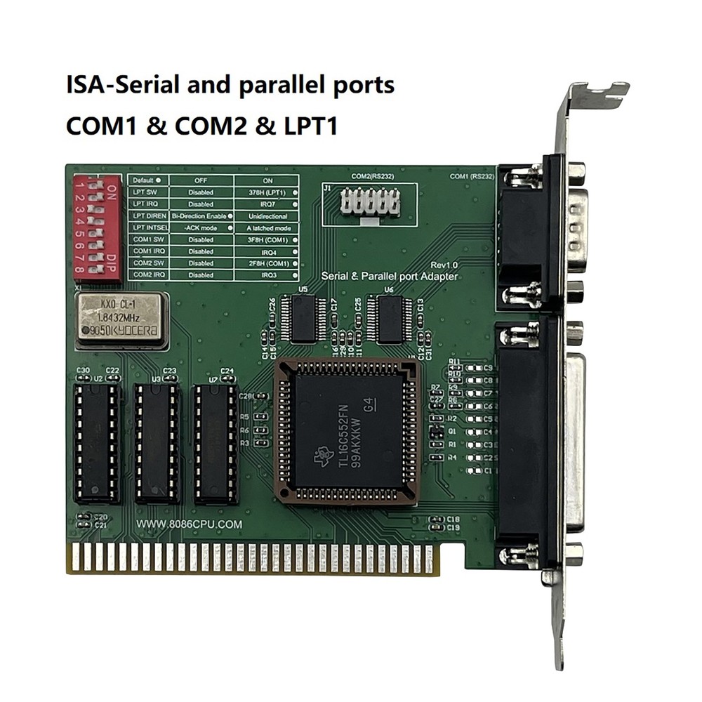 NEW ISA RS232 Serial & Parallel Port Expansion Card ISA COM1 COM2 LPT PC Adapter