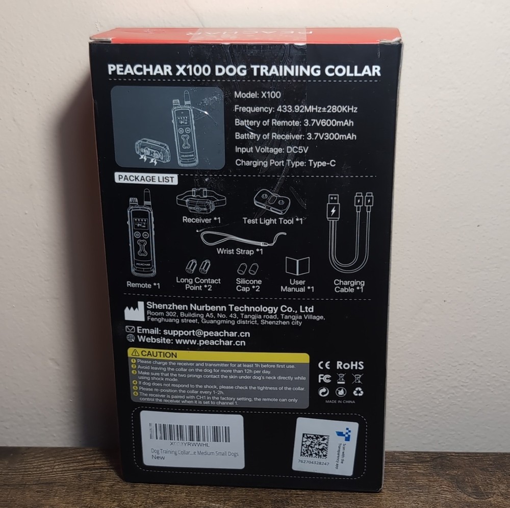 PEACHAR X100 Dog Training Collar Remote Control Rechargeable Black