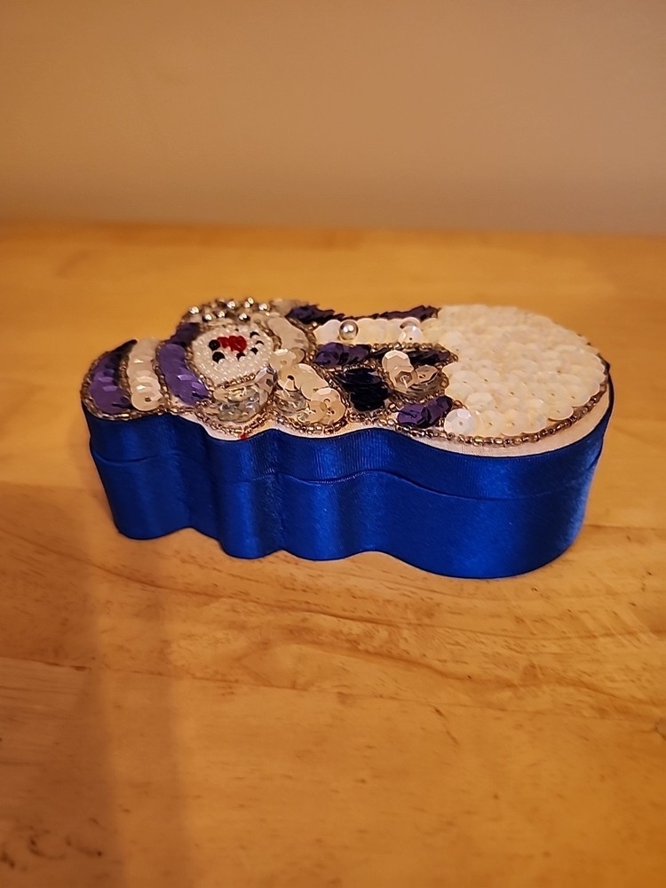 Blue And White Satin And Sequin Box