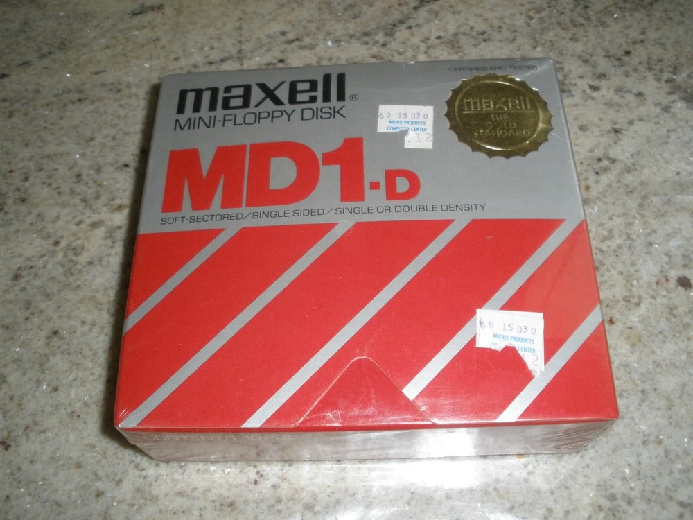 NEW SEALED MAXELL MINI FLOPPY DISK MD1-D (048)