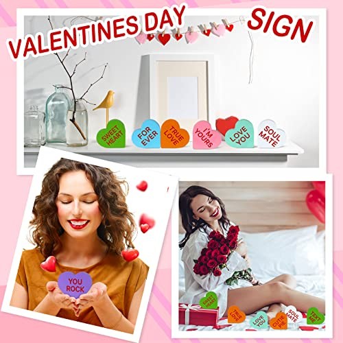 8 Pcs Valentine's Decor Conversation Hearts Candy Heart Table Classic