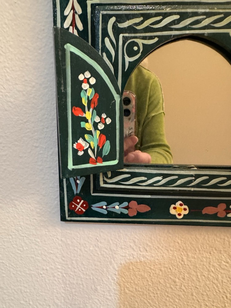 Moroccan Wall Mirror w/Doors Hand Painted Arabesque Handmade Home Decor