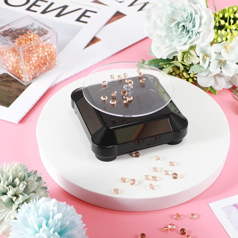 4 Solar Display Stand Turntable 360 Degree Rotating Display Stand Battery Dou...