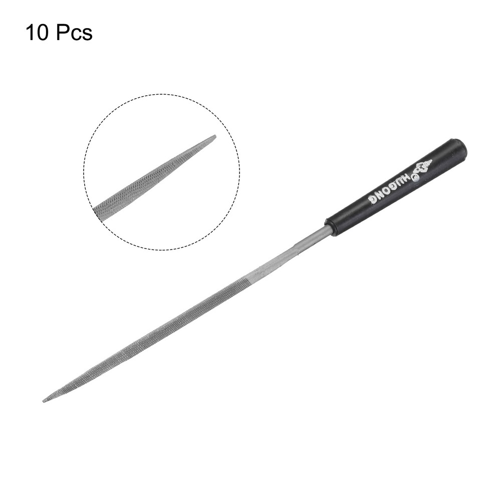 10Pcs Second Cut Steel Triangular Needle File Plastic Handle 3mm x 140mm