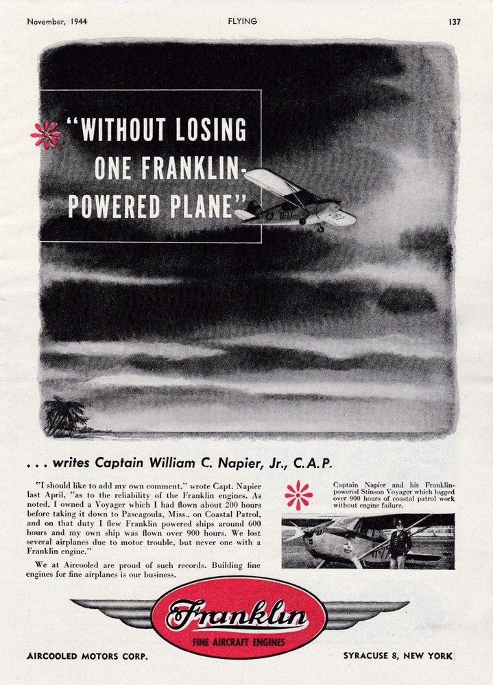 1939 Franklin Aircraft Engine Ad 10/23/2024t