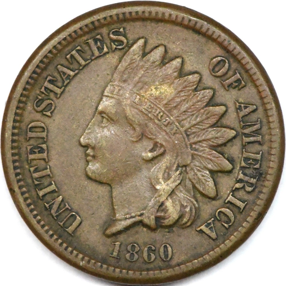 1860 Indian head cent in a high grade