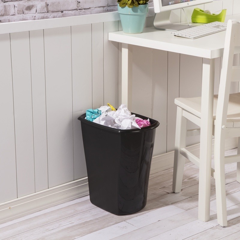 Plastic Trash Can Rectangular Wastebasket Indoor Open Top Handle Home Office New