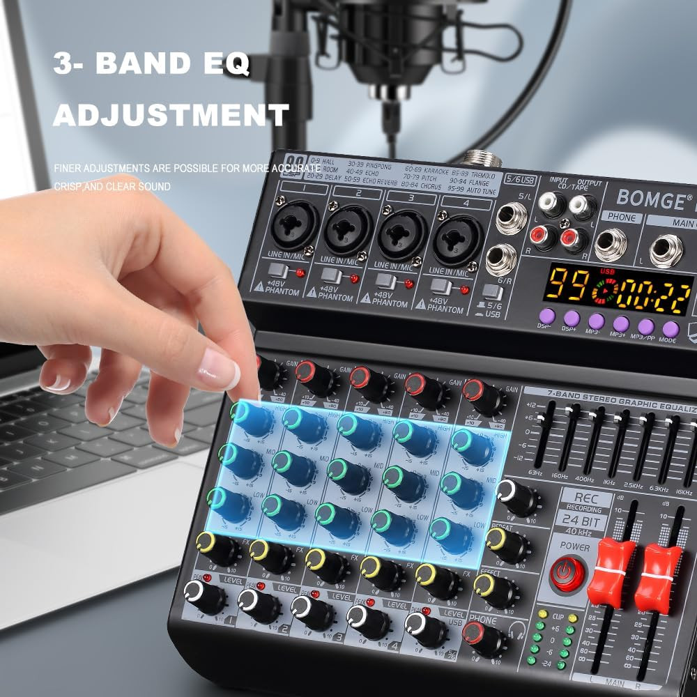 06A 6-Channel DJ Mixer with 99 DSP Effects & Bluetooth USB Interface