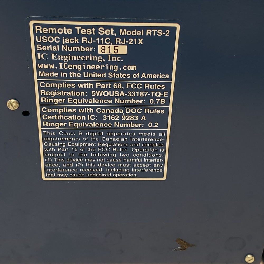 IC ENGINEERING RTS-2 REMOTE TEST SET