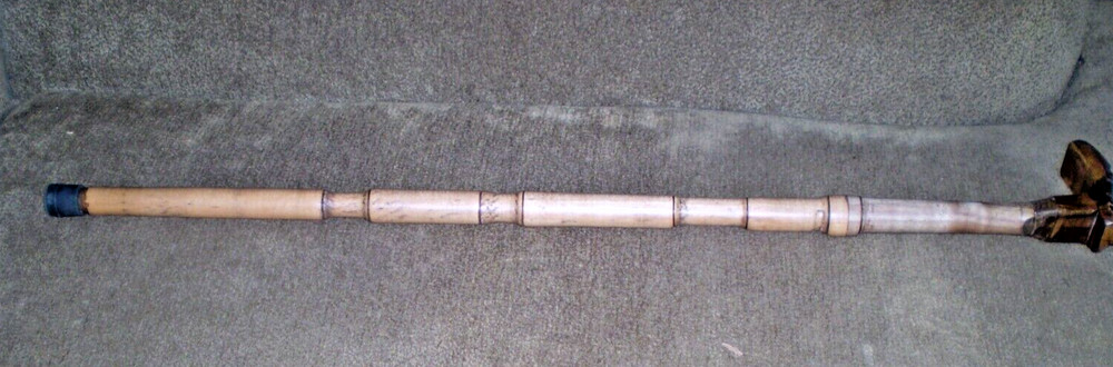 LATHE TURNED WALKING STICK CANE OWL  HAND CARVED HANDLE