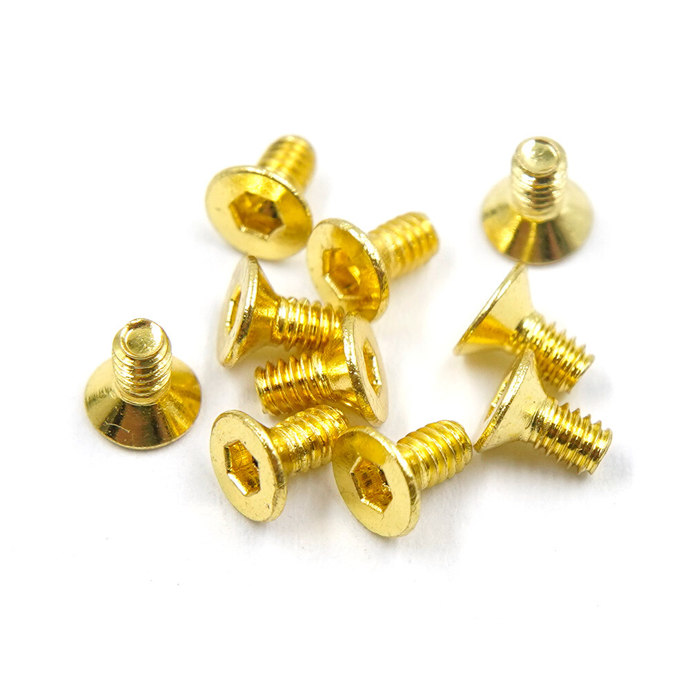 Yeah Racing SHF-204GD Gold Hex Socket Flat Head Machine Screw (M2x4mm) (10Pcs)
