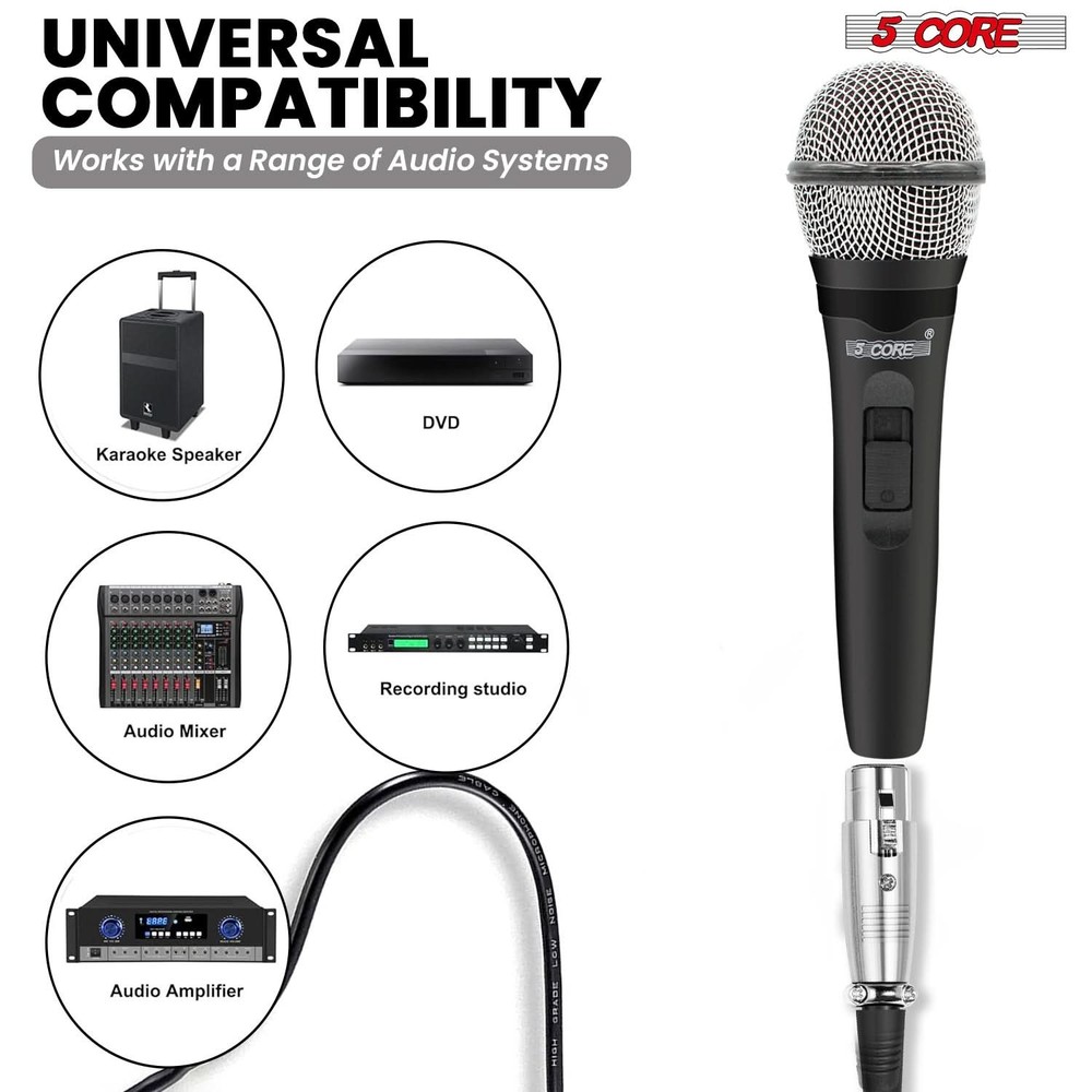 5Core XLR Microphone Dynamic Mic Karaoke Singing Studio Mics Handheld Microfono