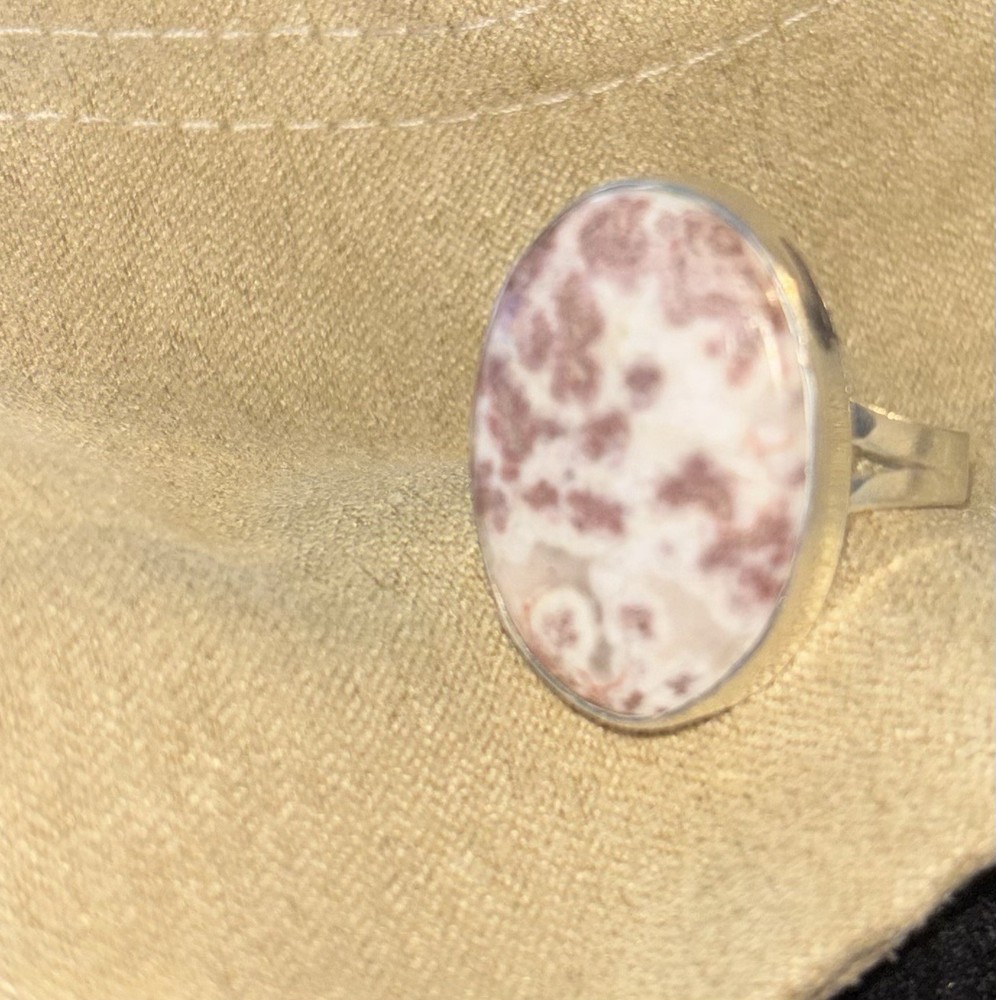 Pink Jasper Sterling Silver  Ring - Size 9