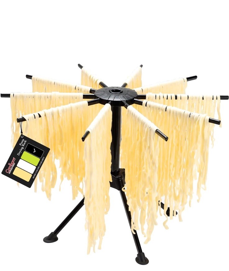 Foldable Pasta Drying Rack- Plastic Spaghetti Noodle Dryer with 10 Bar Handle...