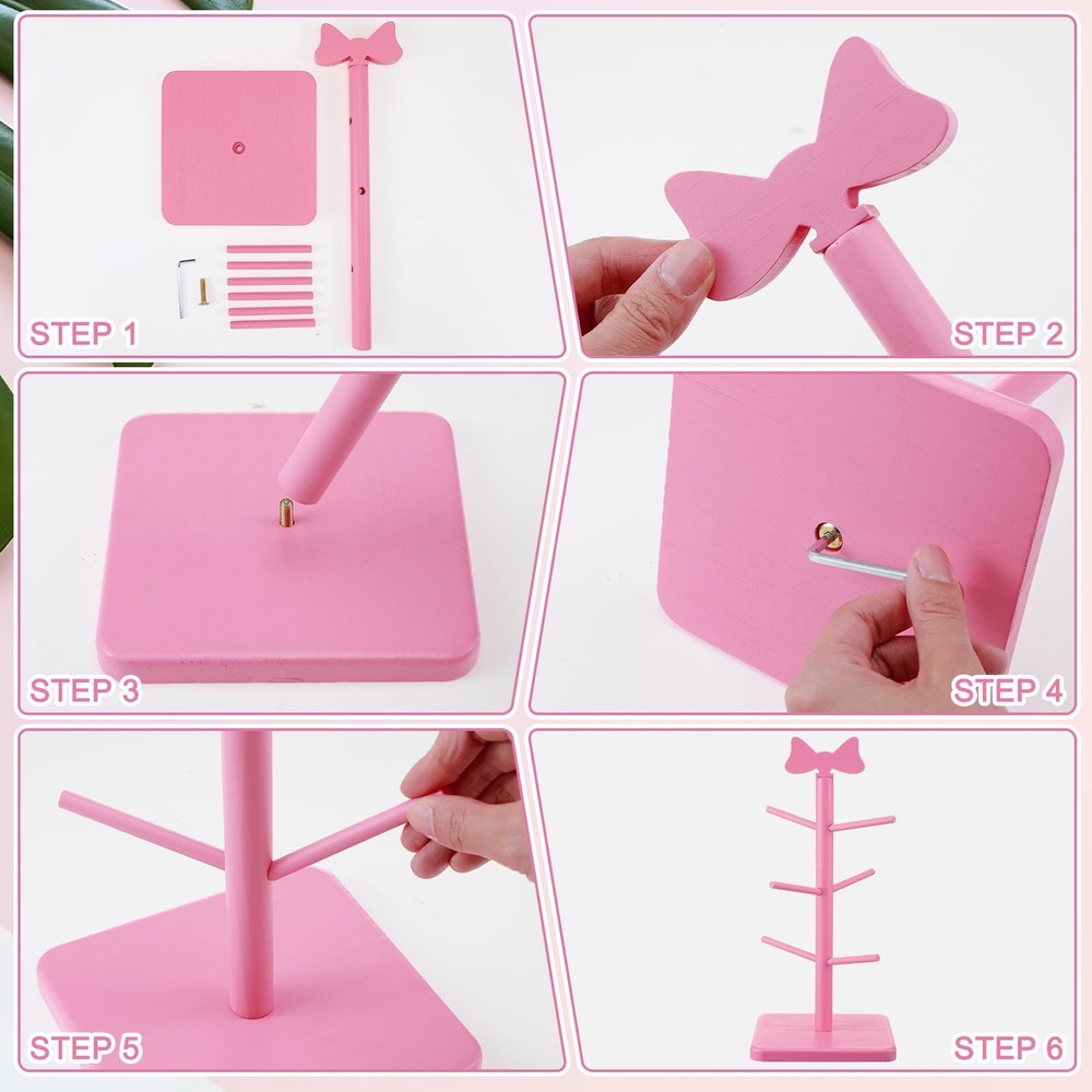 Pink Coffee Cup Holder Bow Mug Tree Pink Kitchen Coffee Bar Accessories Decor...