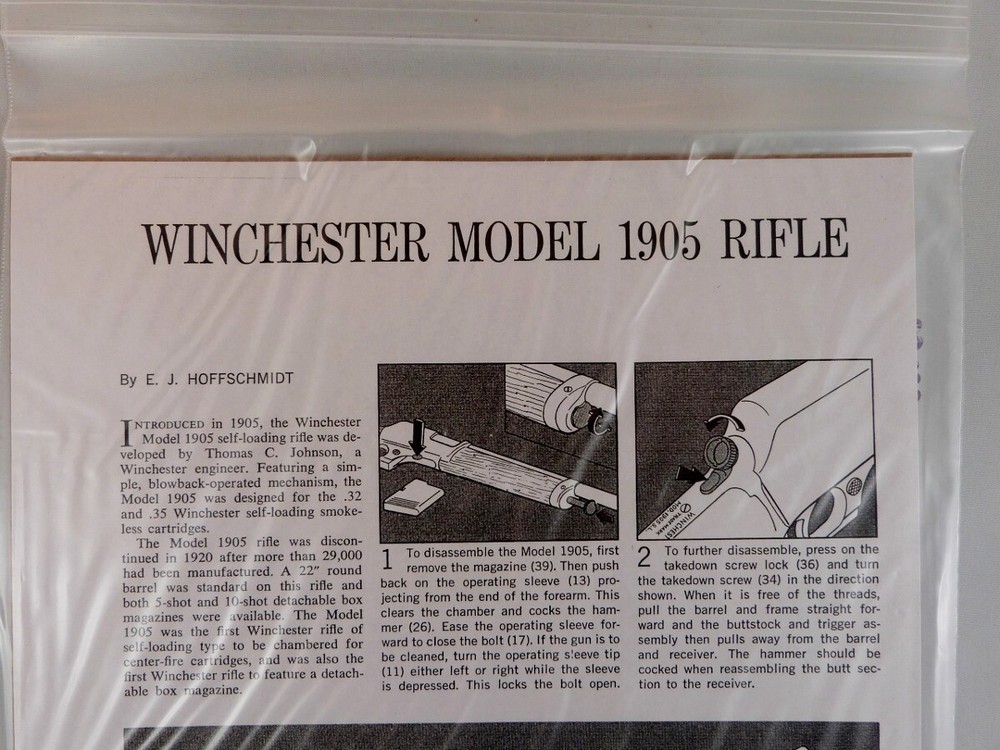 WINCHESTER MODEL 1905 RIFLE BREAK DOWN INSTRUCTION KIT