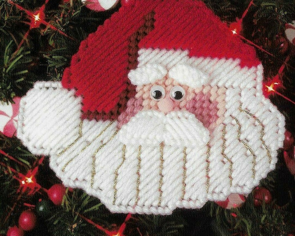 LOVABLE SANTA ORNAMENT CHRISTMAS PLASTIC CANVAS PATTERN INSTRUCTIONS