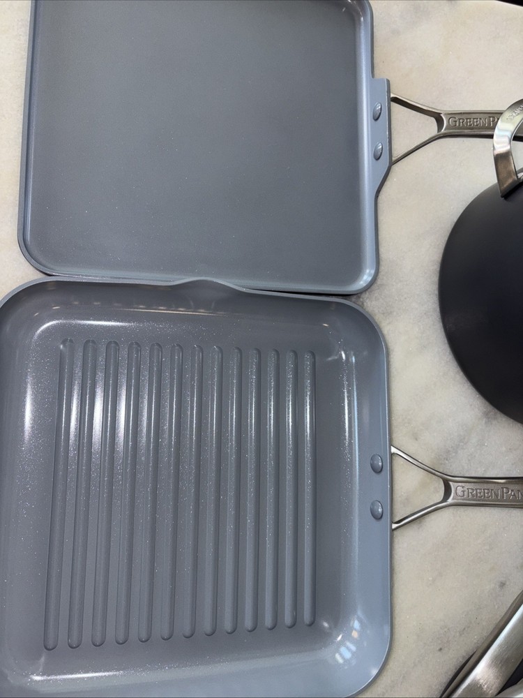 GreenPan Paris Pro 14 Piece Hard Anodized Ceramic Nonstick Cookware Set Display