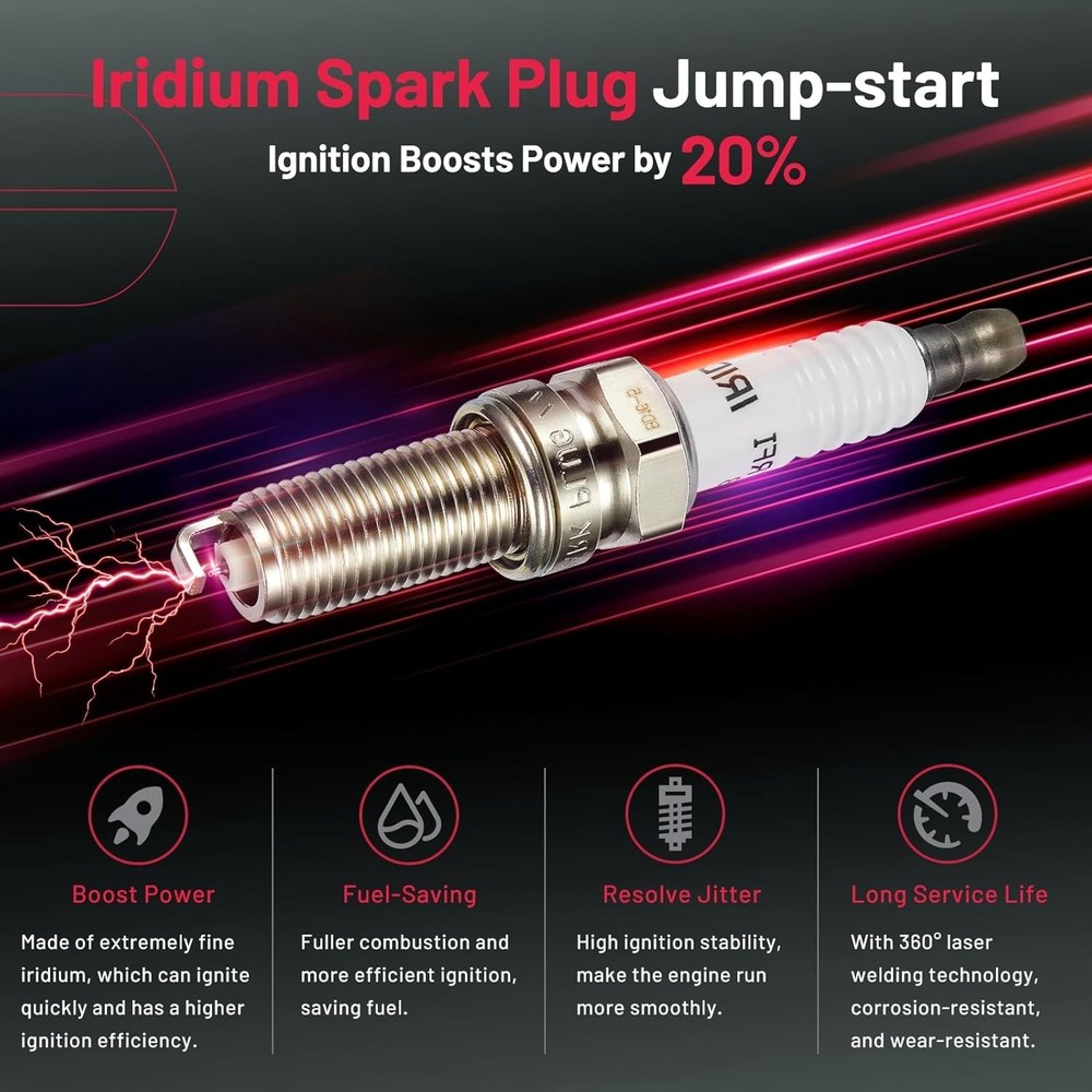 Jeep Ignition Coil UF648 & Iridium Spark Plug 97390 Set Compatible