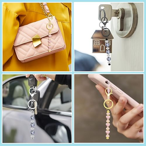 10 Pcs Beadable Keychain Bars, Blanks Bead Keychain Making Kit, Bulk Silver