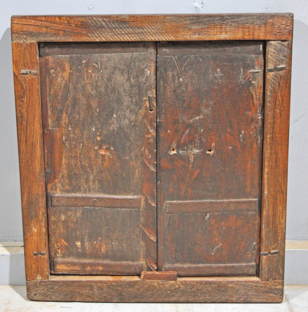 Antique Wooden Large Wall Décor Windiow Panel With Frame Original Old