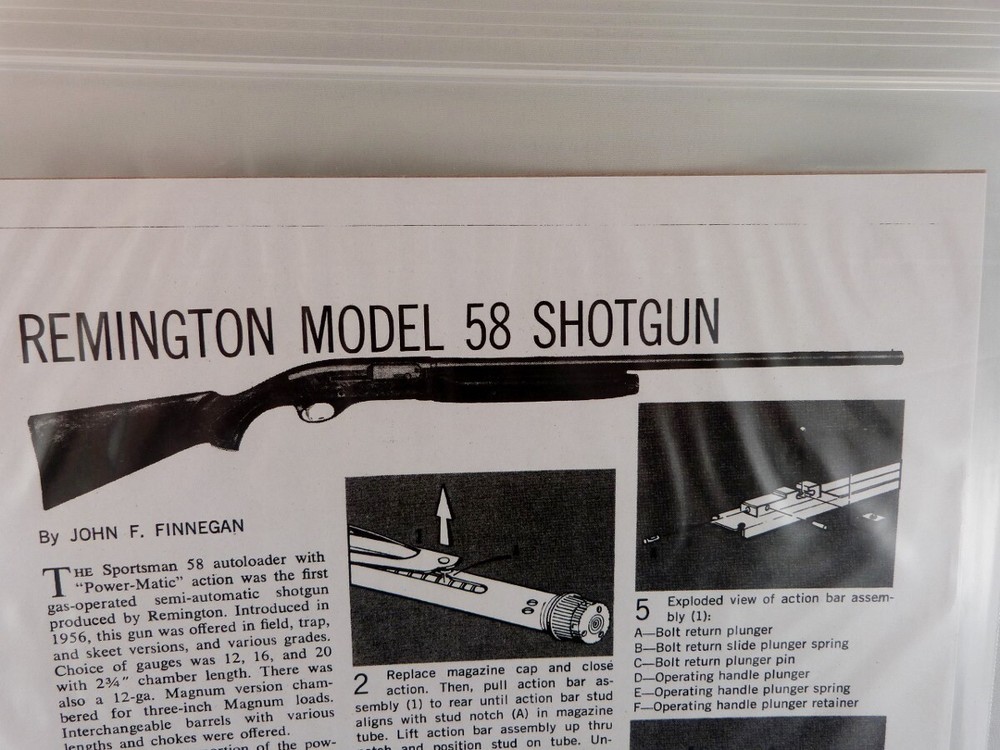 REMINGTON MODEL 58 SHOTGUN BREAK DOWN INSTRUCTION KIT
