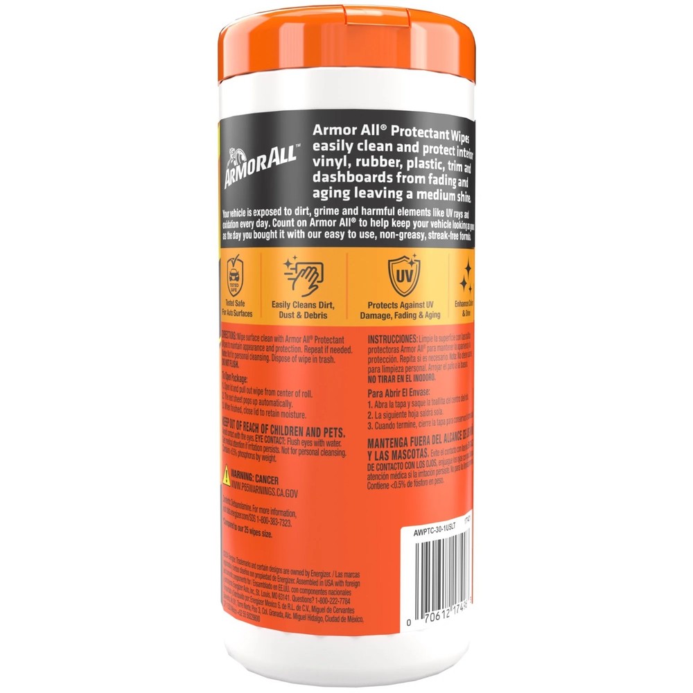 Armor All Car Interior Protectant Wipes, 30 Count
