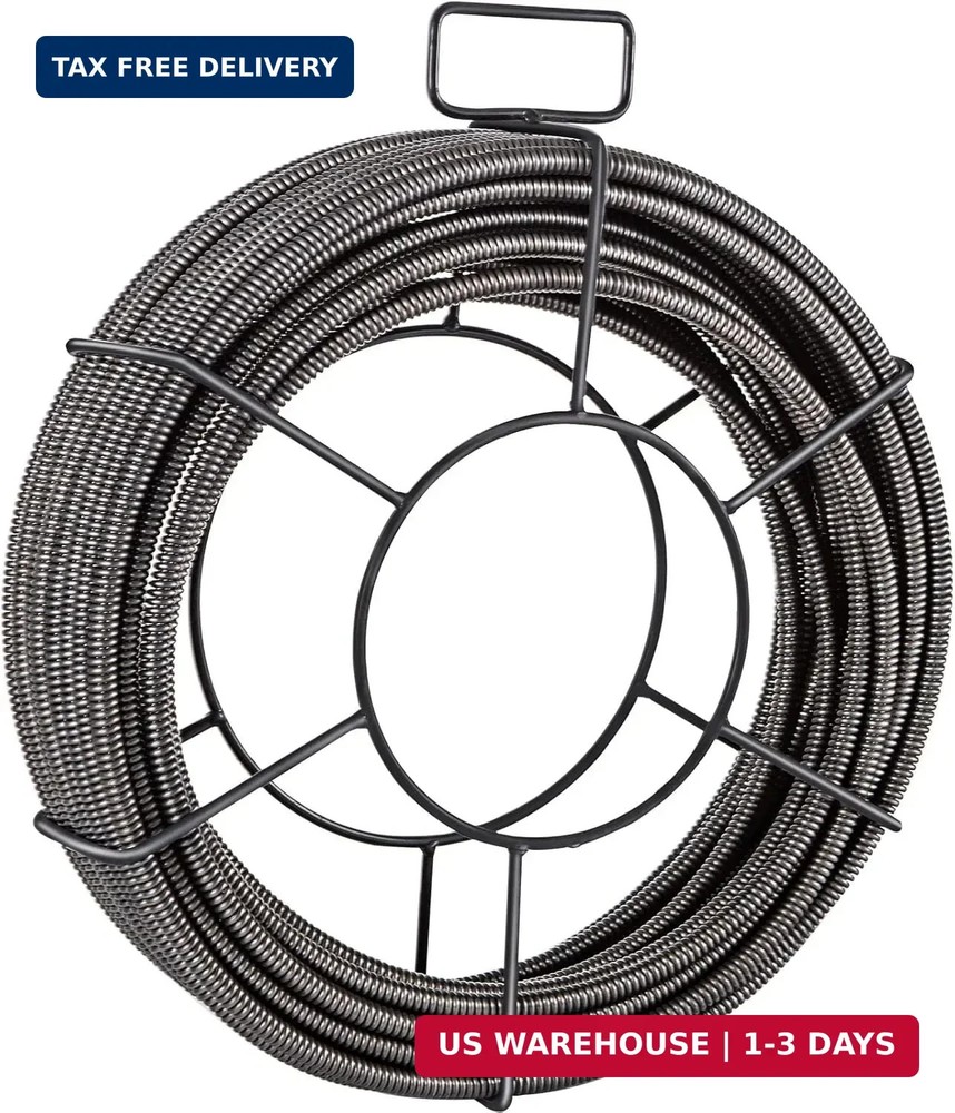 VEVOR Drain Cleaning Cable 75ft x 3/8 inch Solid Core Cable Sewer Cable, Drain A